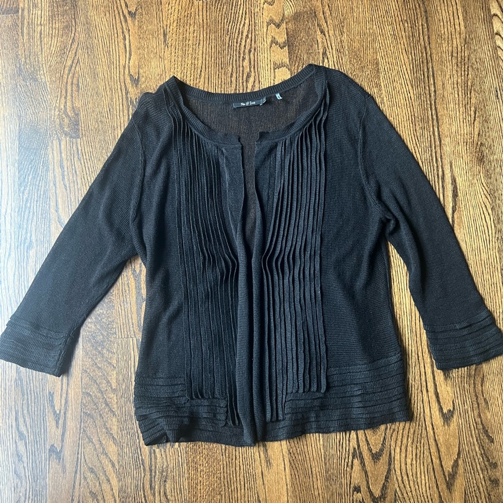Nic + Zoe Black Knit Open Front Cardigan, Size L